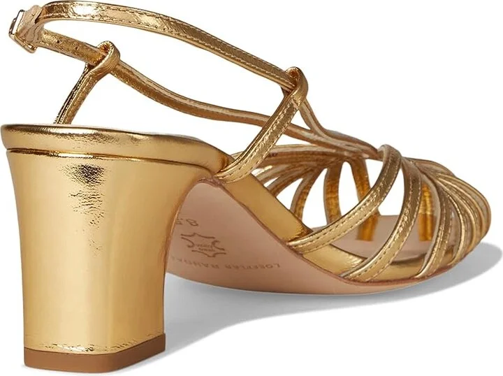 Loeffler Randall Priscilla Lattice Slingback Mid Heel Sandals Women's Wedge Shoes Gold : 6 B - Medium, Leather - Image 4