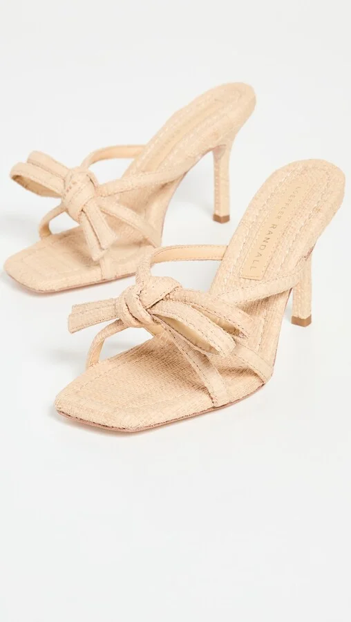 Loeffler Randall Raffia Bow Heeled Sandals - Image 4