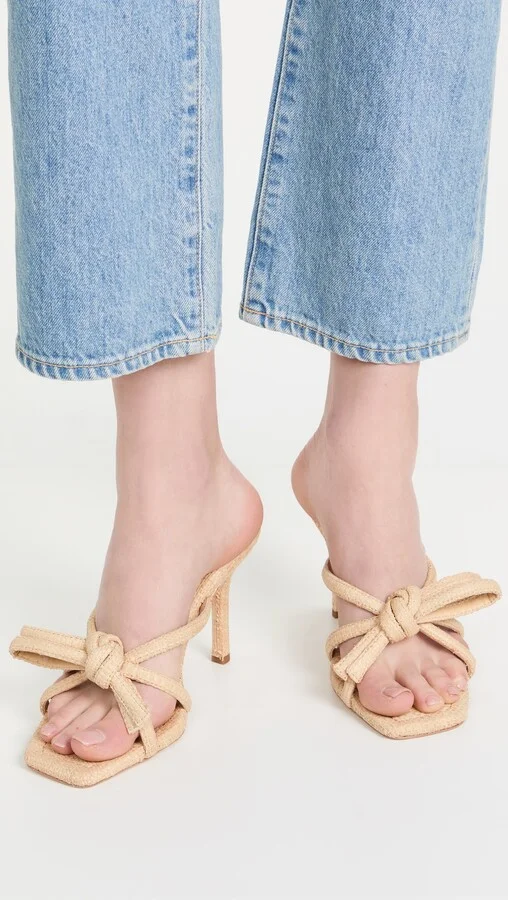 Loeffler Randall Raffia Bow Heeled Sandals - Image 5