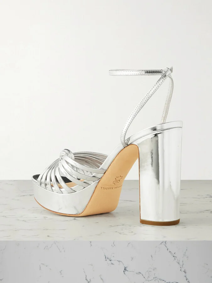 Loeffler Randall - Rivka Mirrored-leather Platform Sandals - Silver - Image 3
