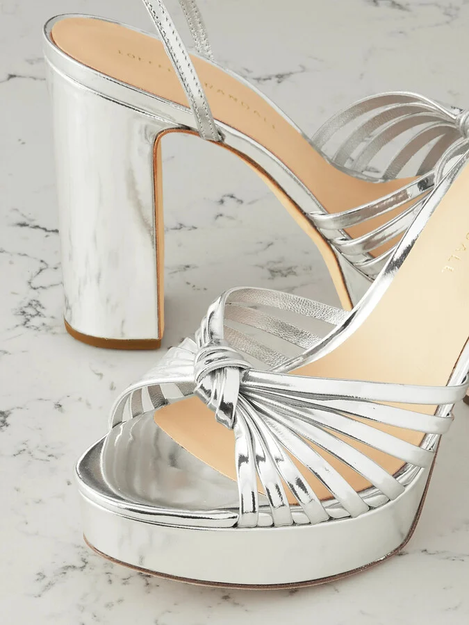 Loeffler Randall - Rivka Mirrored-leather Platform Sandals - Silver - Image 4