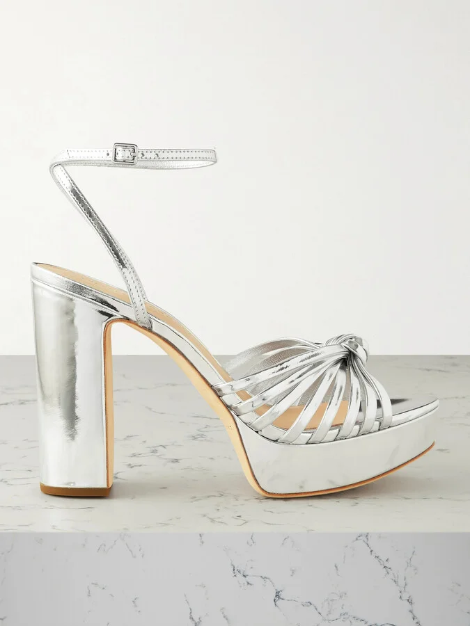 Loeffler Randall - Rivka Mirrored-leather Platform Sandals - Silver