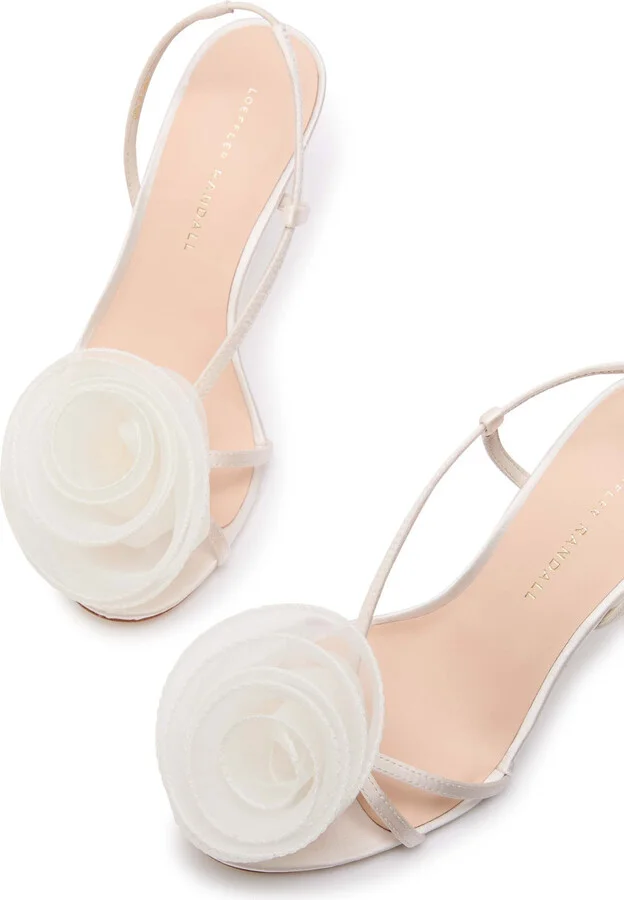 Loeffler Randall Steph 100 Floral-appliquéd Satin Sandals - Image 3