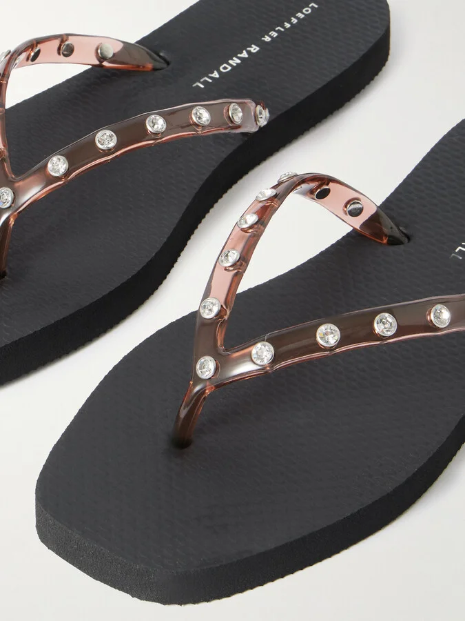 Loeffler Randall - Taryn Crystal-embellished Pvc Flip Flops - Black - Image 4