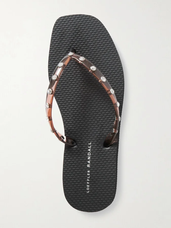 Loeffler Randall - Taryn Crystal-embellished Pvc Flip Flops - Black - Image 5