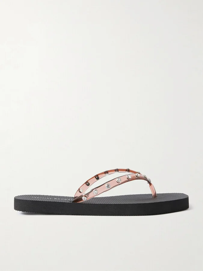 Loeffler Randall - Taryn Crystal-embellished Pvc Flip Flops - Black