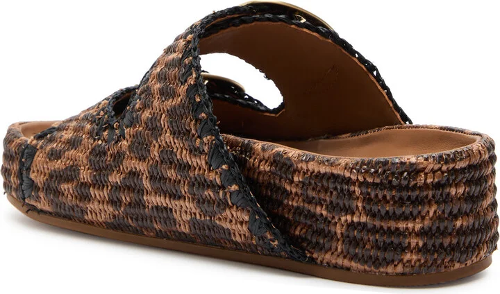 Loeffler Randall Theo Leopard Print Raffia Sliders - Image 2