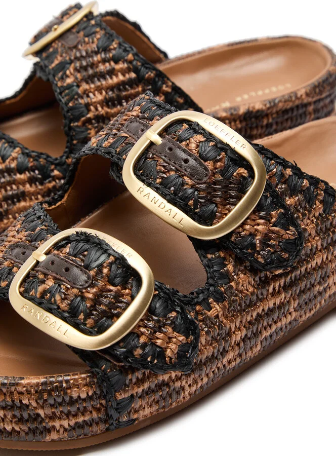 Loeffler Randall Theo Leopard Print Raffia Sliders - Image 4