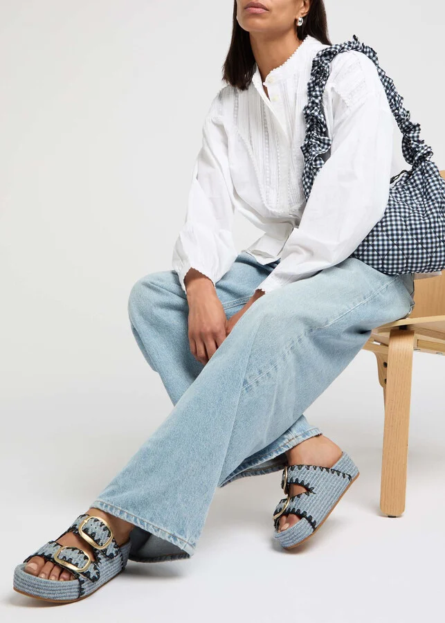 Loeffler Randall Theo Raffia Sliders - Image 5