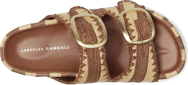 Loeffler Randall Theo Two Band Sandals Women's Wedge Shoes Brown/Natural Stripe : 10 B - Medium, Synthetic - Image 2