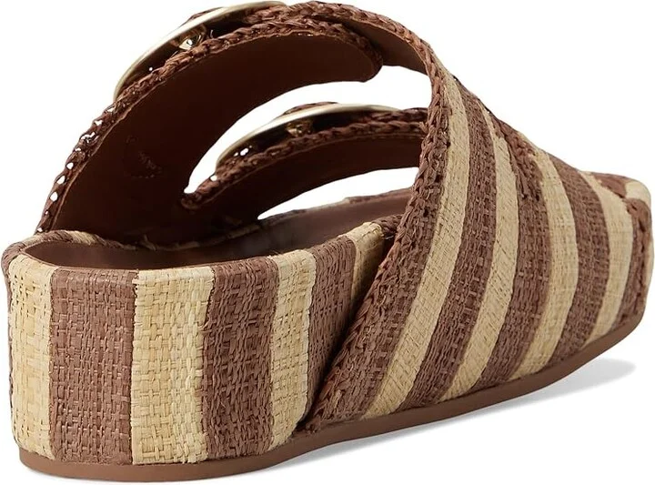 Loeffler Randall Theo Two Band Sandals Women's Wedge Shoes Brown/Natural Stripe : 10 B - Medium, Synthetic - Image 4