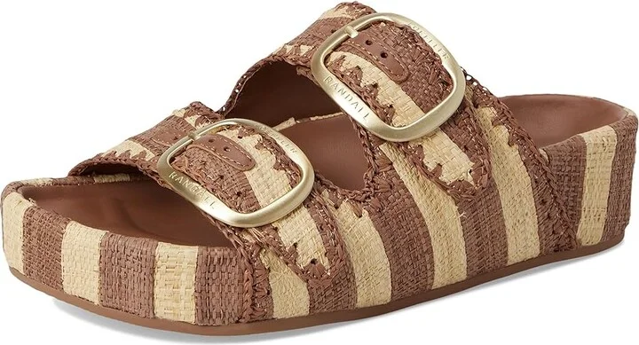 Loeffler Randall Theo Two Band Sandals Women's Wedge Shoes Brown/Natural Stripe : 10 B - Medium, Synthetic - Image 5