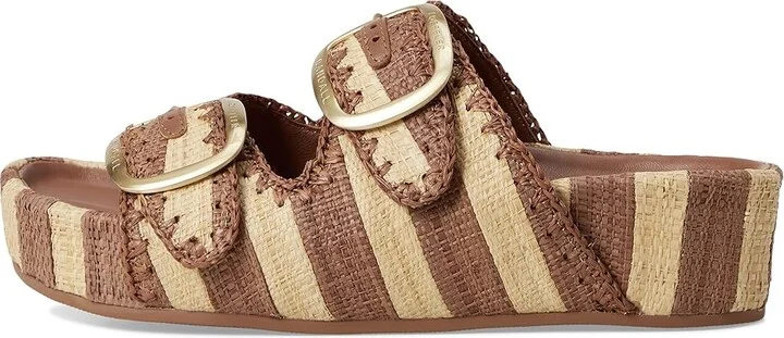 Loeffler Randall Theo Two Band Sandals Women's Wedge Shoes Brown/Natural Stripe : 10 B - Medium, Synthetic - Image 6