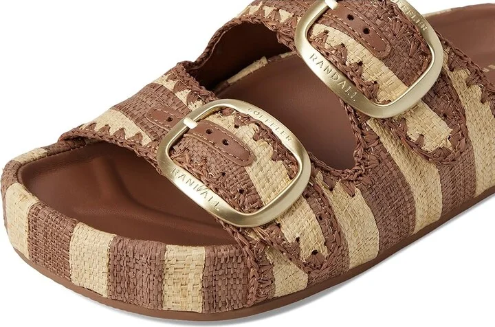 Loeffler Randall Theo Two Band Sandals Women's Wedge Shoes Brown/Natural Stripe : 10 B - Medium, Synthetic - Image 7