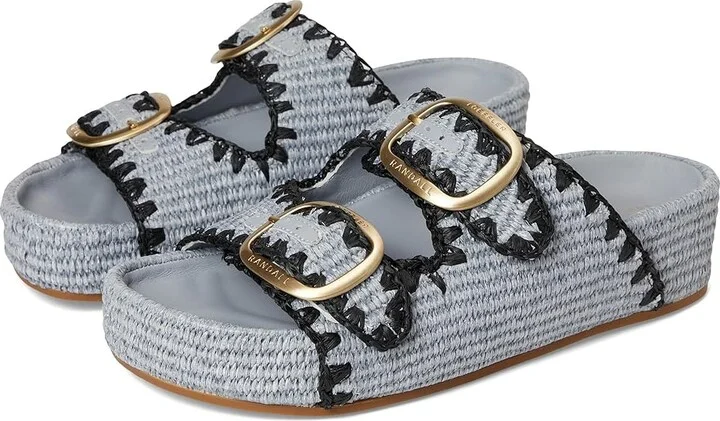 Loeffler Randall Theo Two Band Sandals Women's Wedge Shoes Light Blue/Black : 9 B - Medium, Synthetic