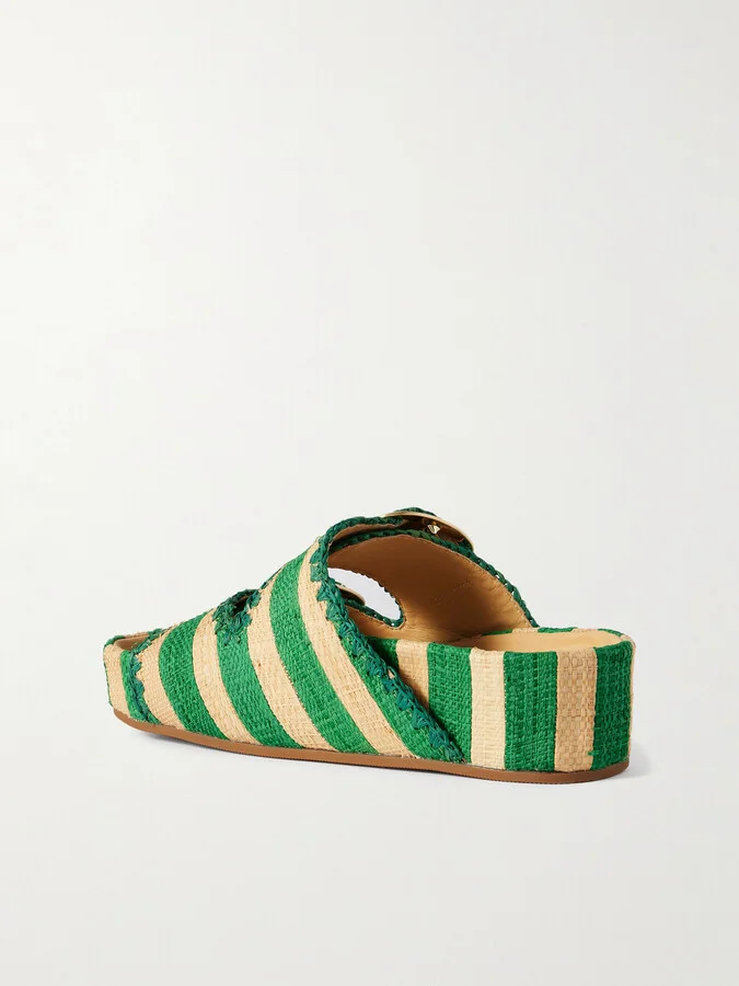 Loeffler Randall - Theo Two-tone Raffia Sandals - Green - Image 3