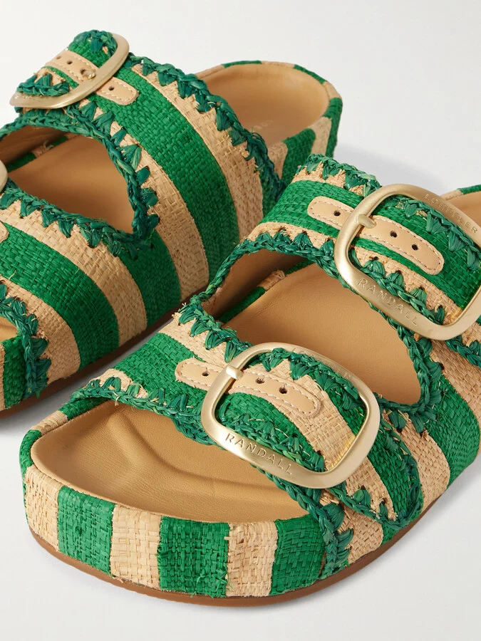 Loeffler Randall - Theo Two-tone Raffia Sandals - Green - Image 4