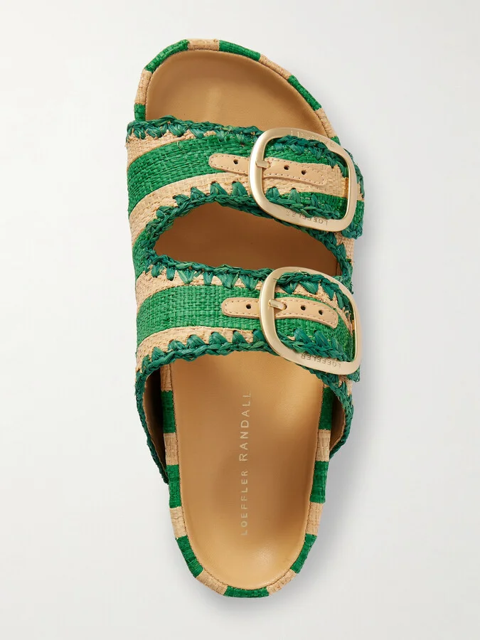 Loeffler Randall - Theo Two-tone Raffia Sandals - Green - Image 5