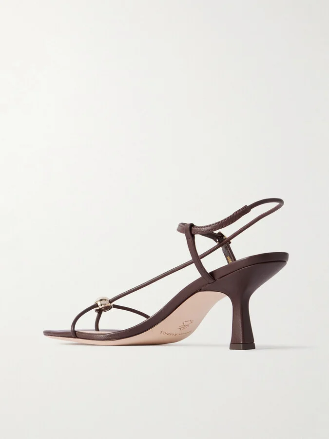 Loeffler Randall - Triana Embellished Leather Sandals - Brown - Image 3