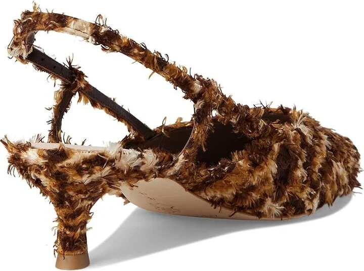 Loeffler Randall Tyson Smocked Sling Back Kitten Heel Women's Shoes Leopard : 9.5 B - Medium, Synthetic - Image 4