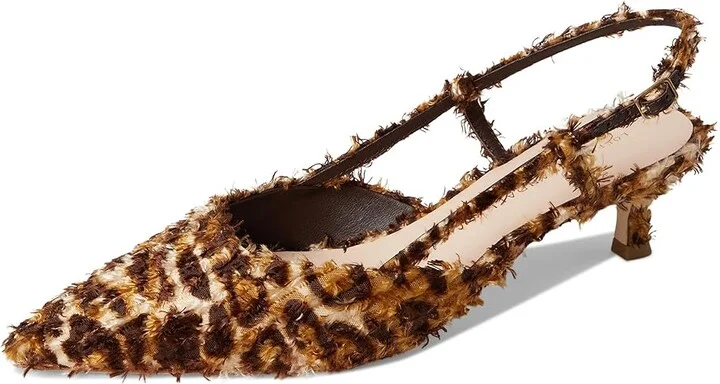 Loeffler Randall Tyson Smocked Sling Back Kitten Heel Women's Shoes Leopard : 9.5 B - Medium, Synthetic - Image 5