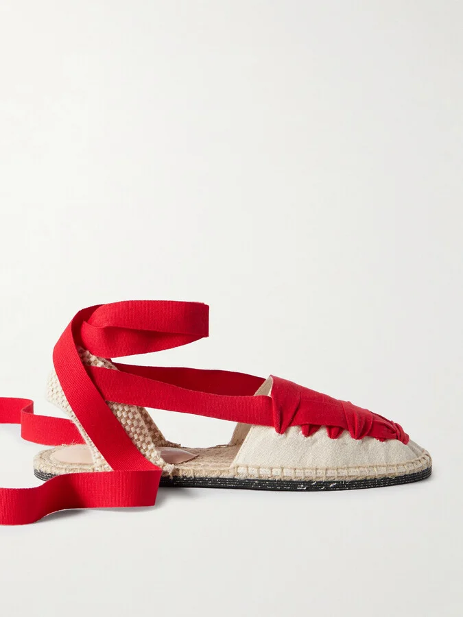 Loeffler Randall - Wilson Lace-up Canvas Espadrilles - Red