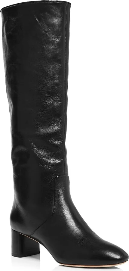 Loeffler Randall Women's Gia Pointed Toe Knee-High Leather Mid-Heel Boots