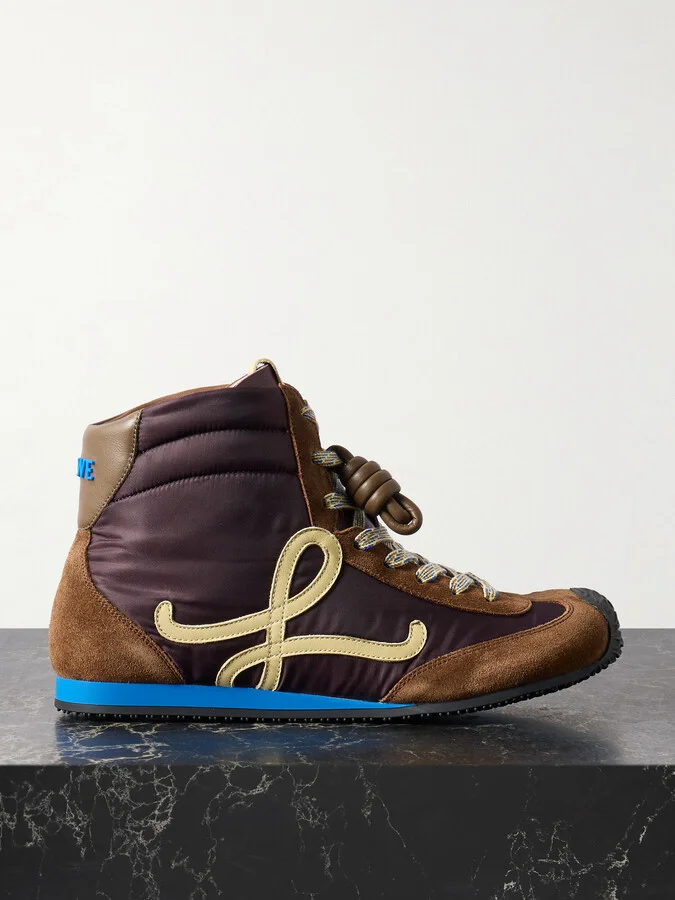 LOEWE - Ballet Runner 2.0 High-top Leather And Suede-trimmed Shell Sneakers - Brown