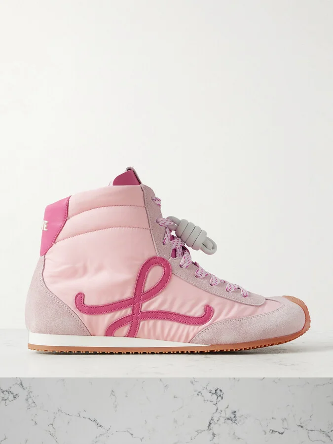 LOEWE - Ballet Runner 2.0 Leather-trimmed Shell And Suede High-top Sneakers - Pink