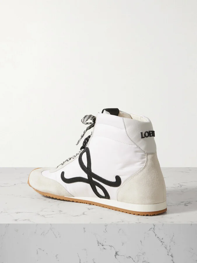 LOEWE - Ballet Runner 2.0 Leather-trimmed Shell And Suede High-top Sneakers - White - Image 3