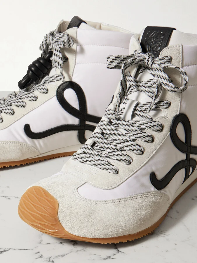 LOEWE - Ballet Runner 2.0 Leather-trimmed Shell And Suede High-top Sneakers - White - Image 4