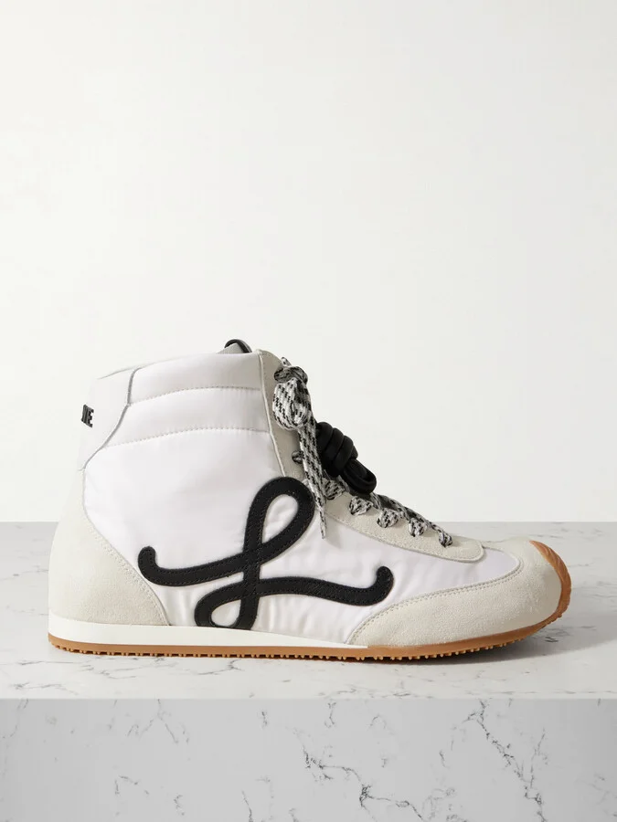 LOEWE - Ballet Runner 2.0 Leather-trimmed Shell And Suede High-top Sneakers - White