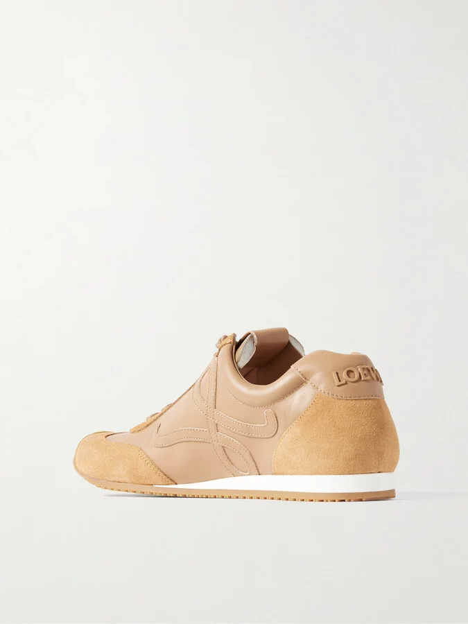 LOEWE - Ballet Runner 2.0 Logo-appliquéd Leather And Suede Sneakers - Neutrals - Image 3