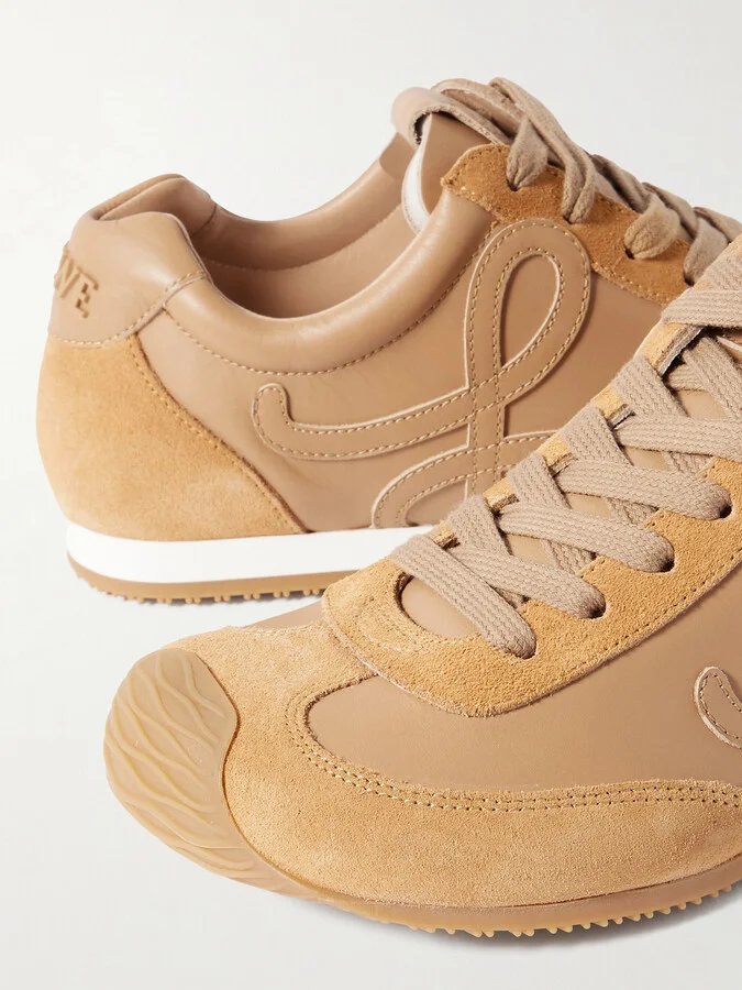 LOEWE - Ballet Runner 2.0 Logo-appliquéd Leather And Suede Sneakers - Neutrals - Image 4