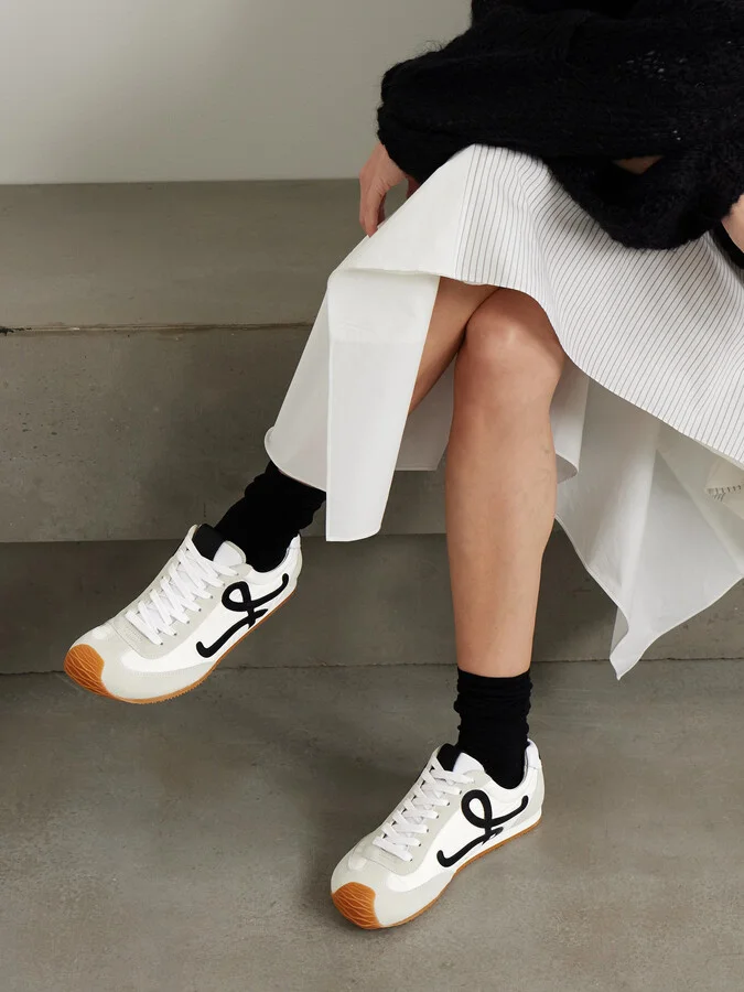 LOEWE - Ballet Runner 2.0 Logo-appliquéd Shell, Suede And Leather Sneakers - White - Image 2