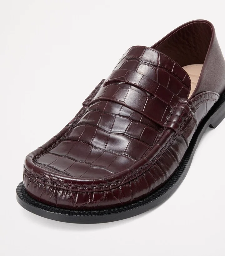 Loewe Calfskin Croc-Embossed Campo Loafers - Image 5