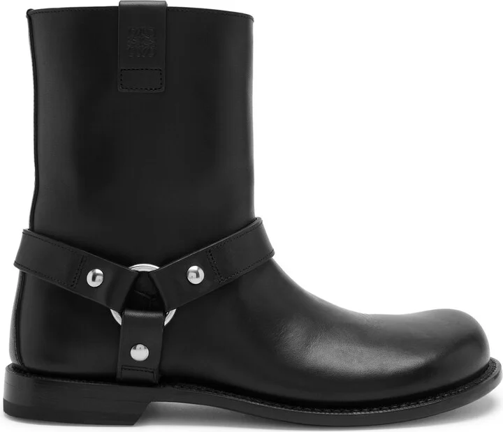 Loewe Campo Biker Leather Ankle Boots