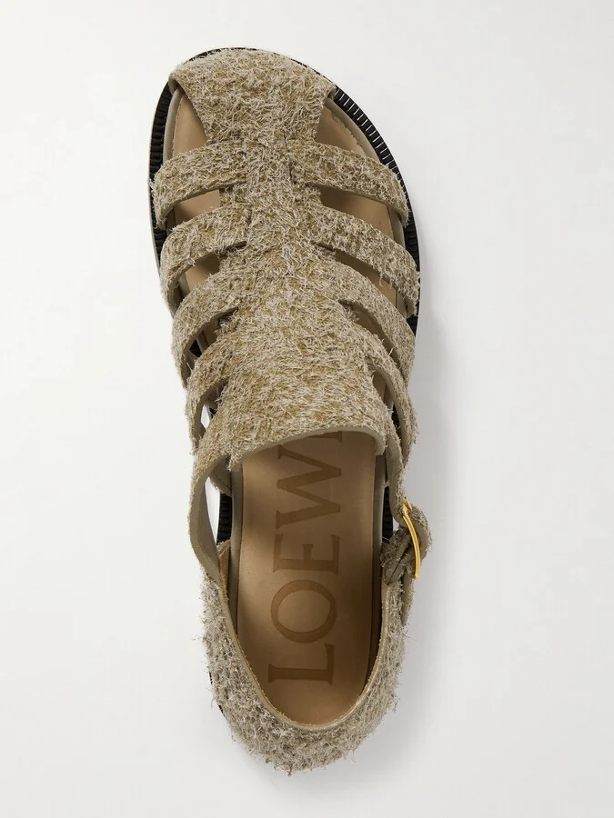 LOEWE - Campo Cutout Brushed-suede Sandals - Neutrals - Image 5