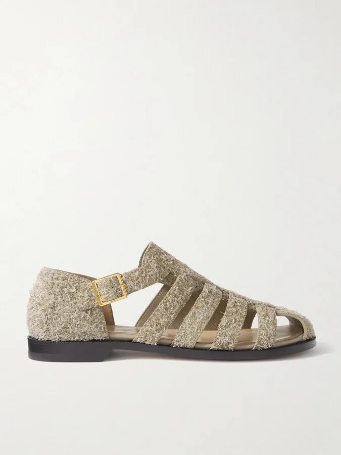 LOEWE - Campo Cutout Brushed-suede Sandals - Neutrals