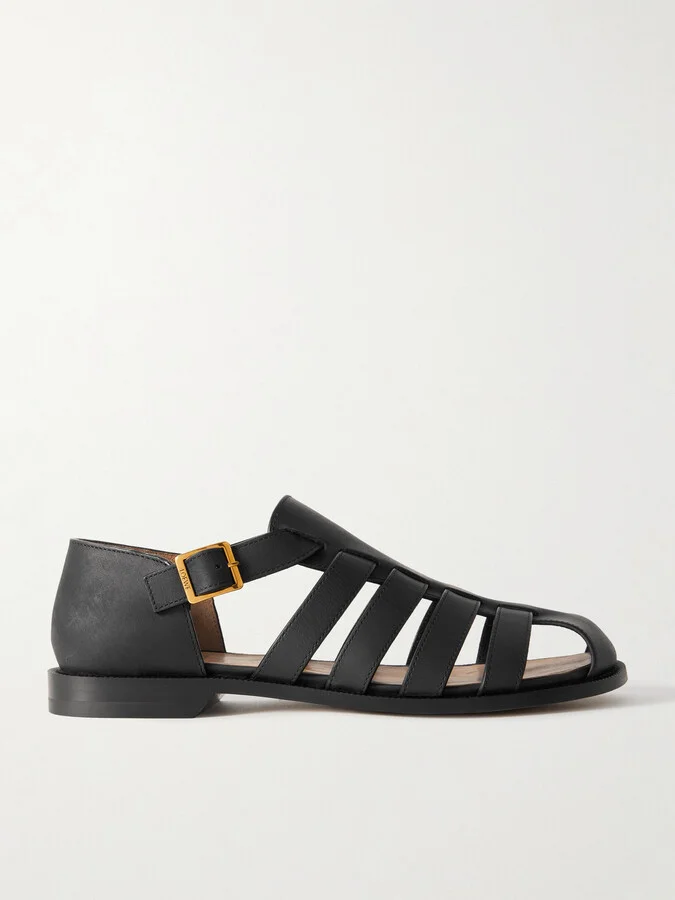LOEWE - Campo Cutout Leather Sandals - Black