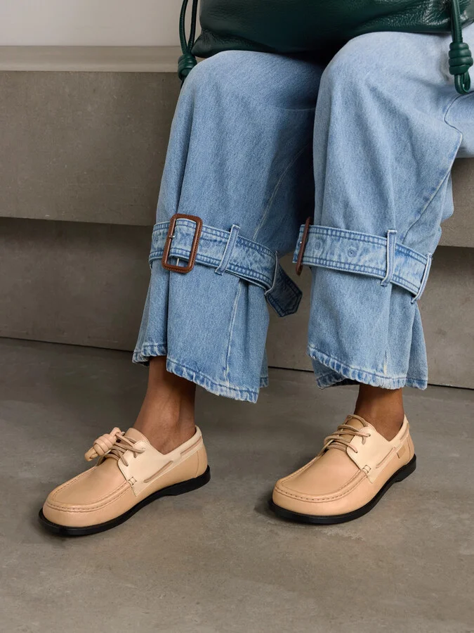 LOEWE - Campo Knotted Leather Loafers - Neutrals - Image 2