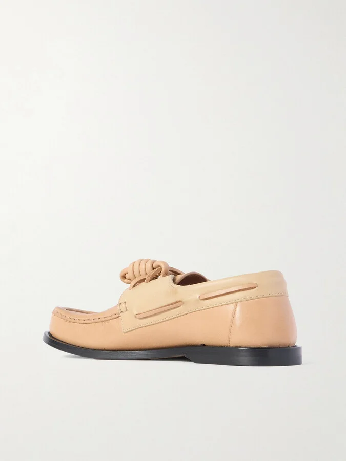 LOEWE - Campo Knotted Leather Loafers - Neutrals - Image 3