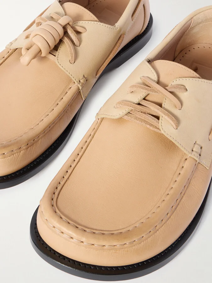 LOEWE - Campo Knotted Leather Loafers - Neutrals - Image 4