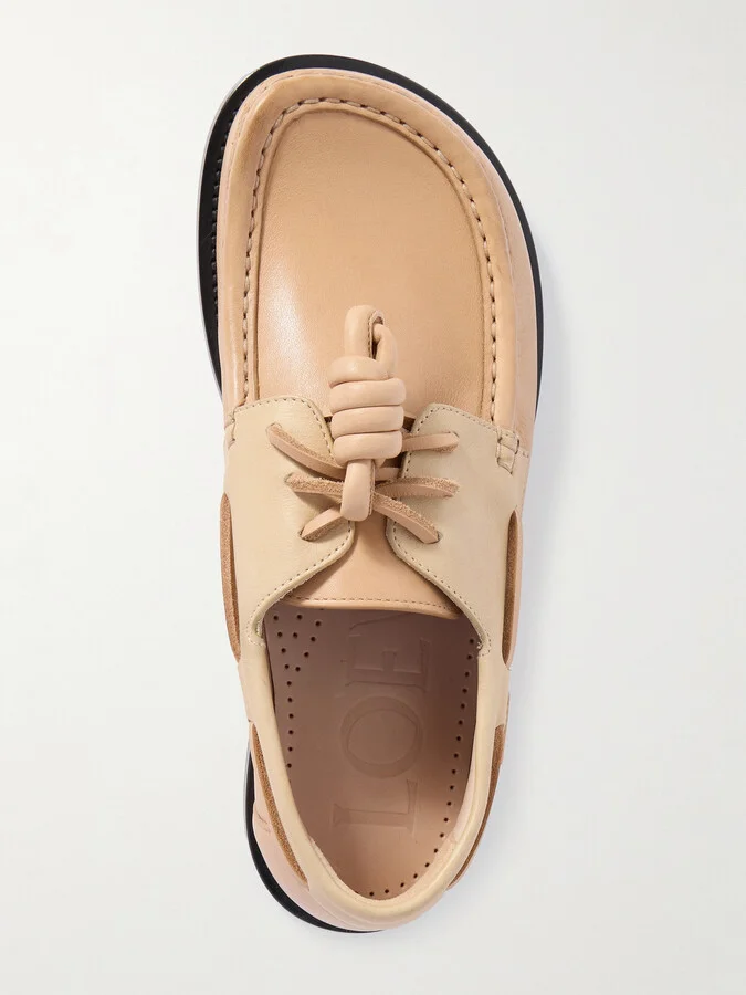 LOEWE - Campo Knotted Leather Loafers - Neutrals