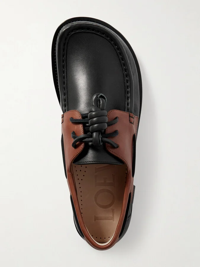 LOEWE - Campo Knotted Two-tone Leather Loafers - Black