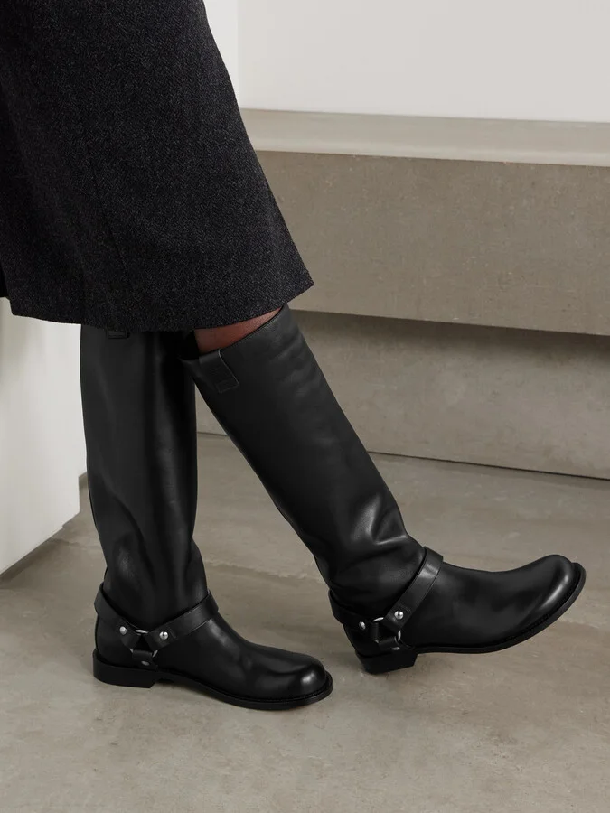LOEWE - Campo Leather Knee Boots - Black - Image 2