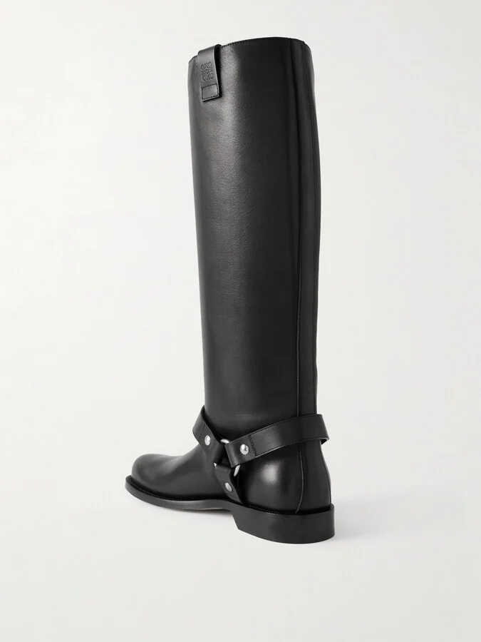 LOEWE - Campo Leather Knee Boots - Black - Image 3