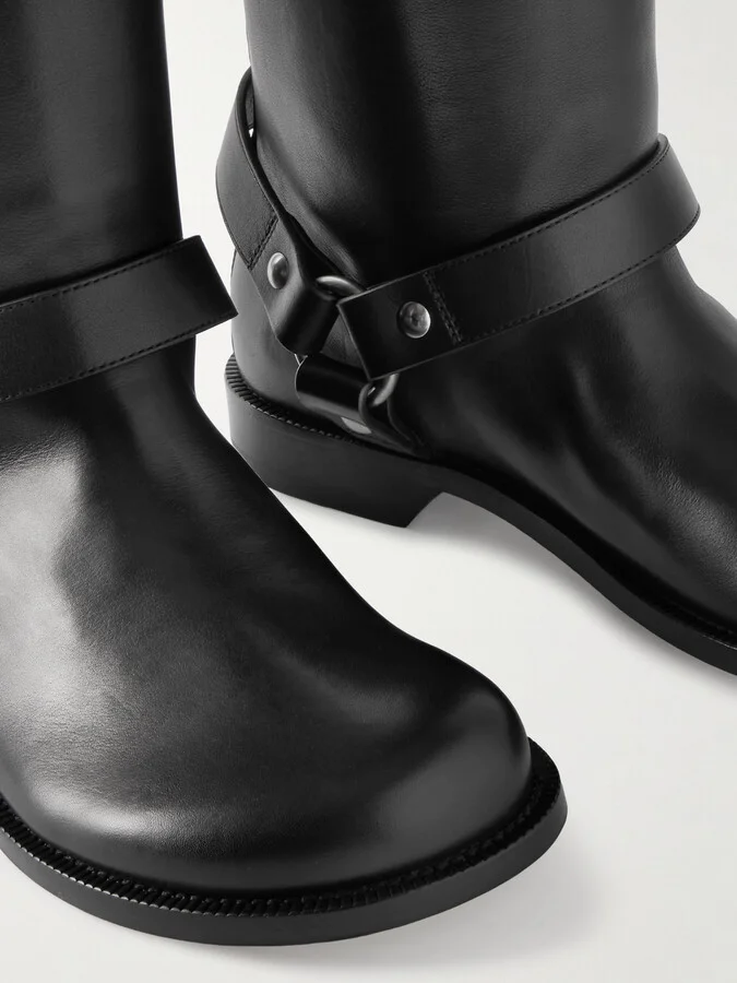 LOEWE - Campo Leather Knee Boots - Black - Image 4