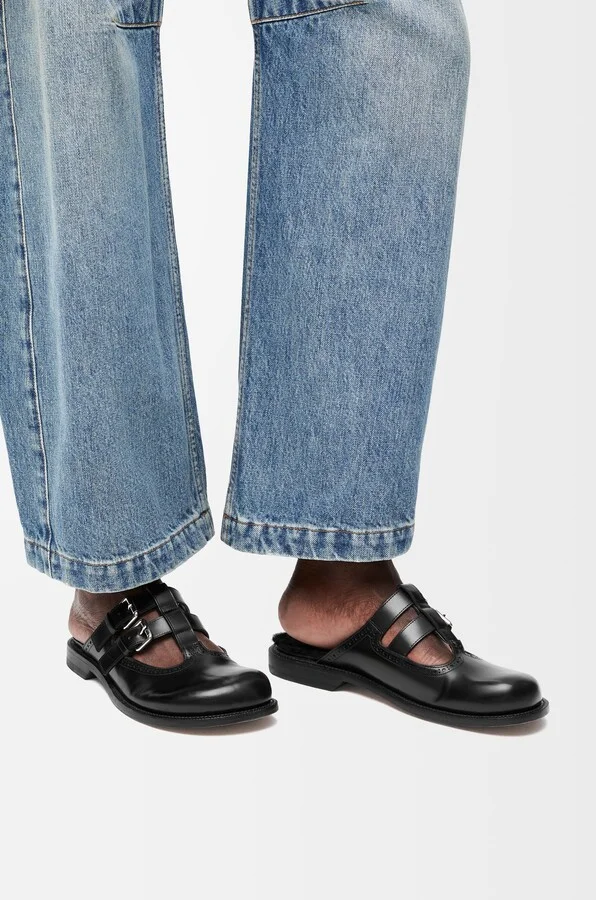 LOEWE - Campo Mary Jane Mule In Brushed leather skin And Shearling Size: 35 For Woman - Image 2