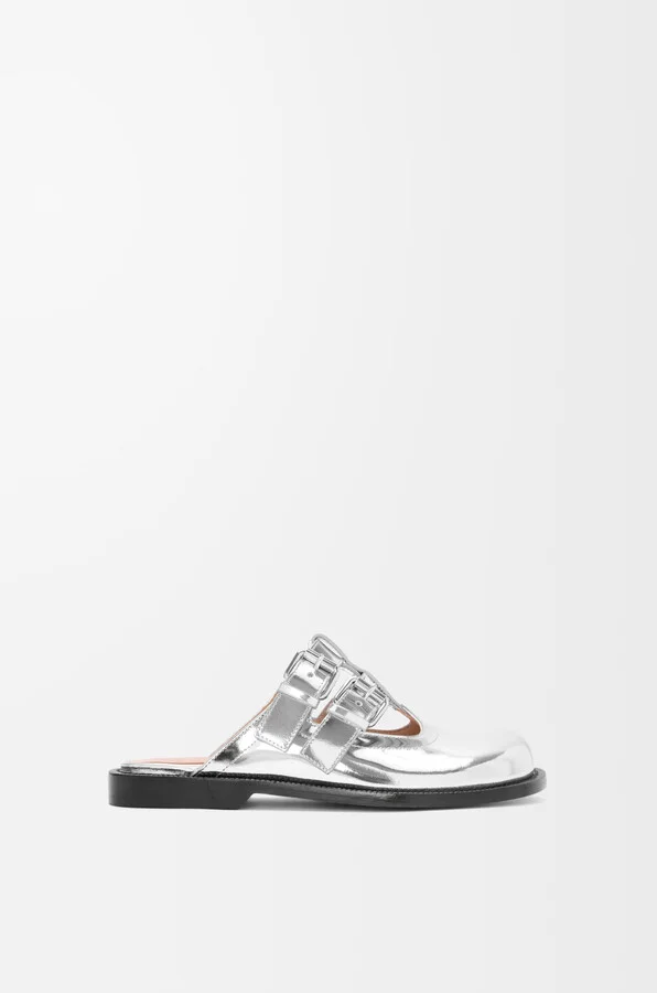 LOEWE - Campo Mary Jane Mule In Metallic leather skin Size: 37 For Woman